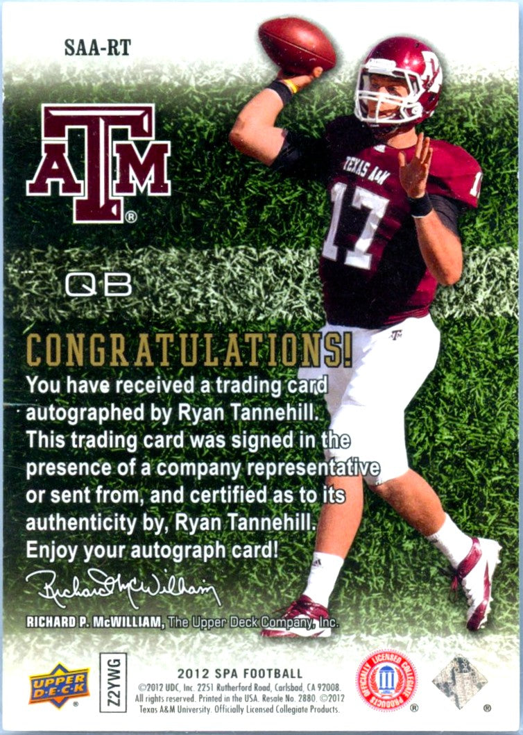 Ryan Tannehill RC 2012 UD Sp Authentic Stadium Rookie Auto-2