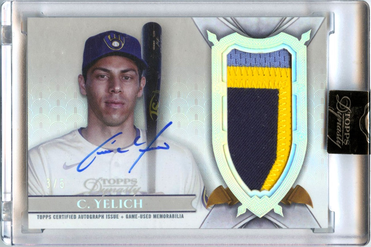 Christian Yelich 2024 Topps Dynasty Game Used Patch Auto SP 3/5