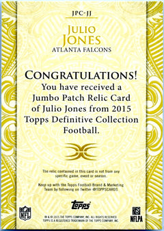 Julio Jones 2015 Topps Definitive Collection Purple Jersey Patch SP 6/10-2