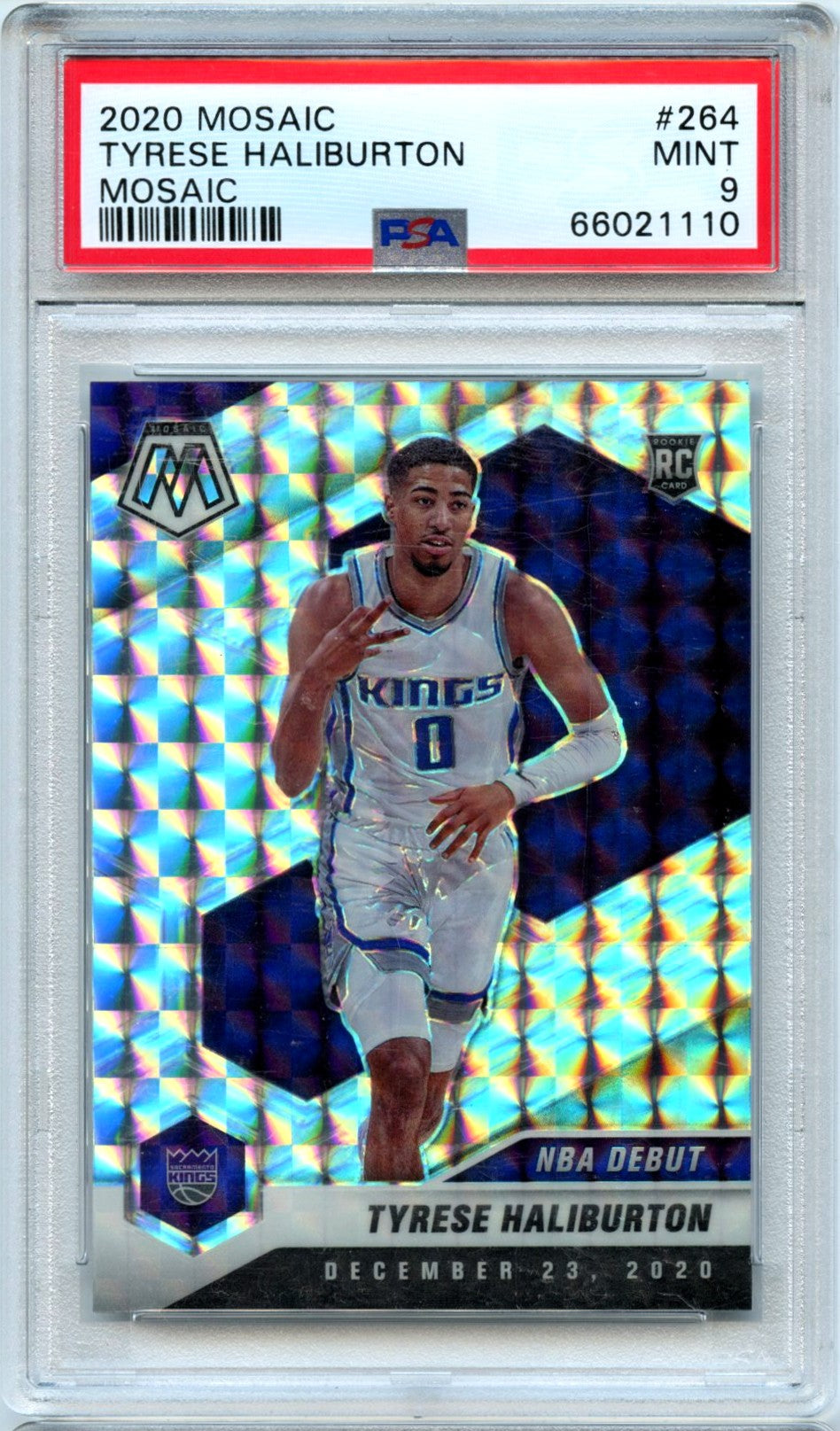 Tyrese Haliburton RC 2020-21 Panini Mosaic Silver Mosaic Rookie #264 PSA 9