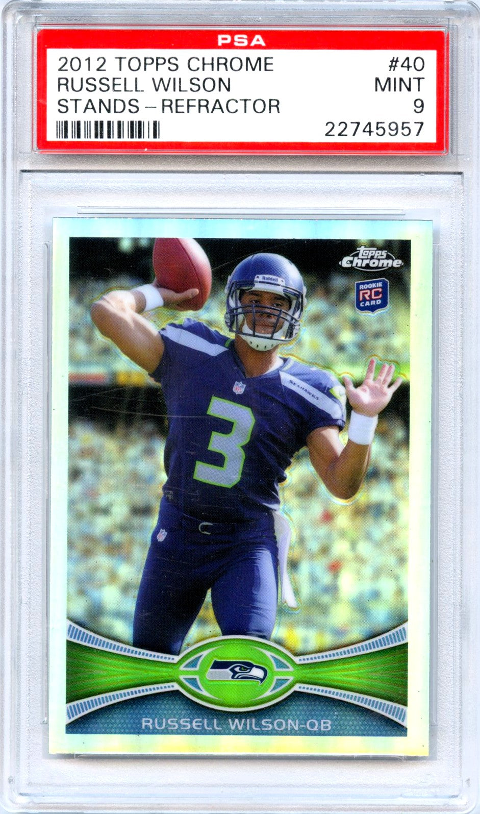 Russell Wilson RC 2012 Topps Chrome Refractor Rookie #40 PSA 9