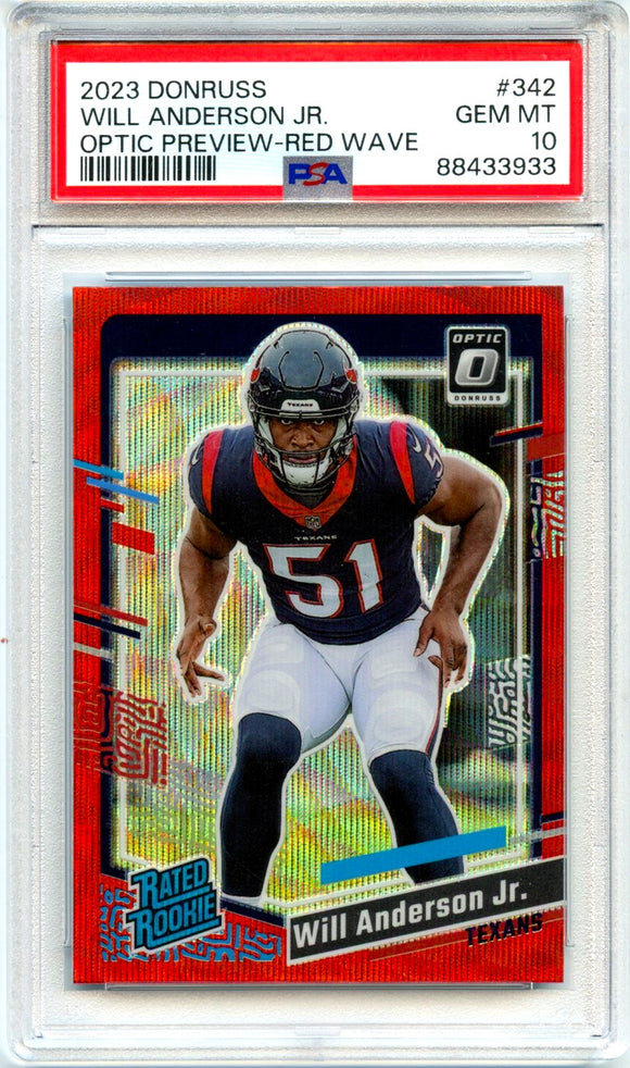 Product Will Anderson Jr RC 2023 Donruss Optic Preview Red Wave Rated Rookie #342 PSA 10 Link