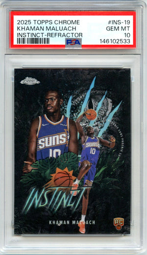 Khaman Maluach RC 2025-26 Topps Chrome Refractor Instinct Rookie PSA 10