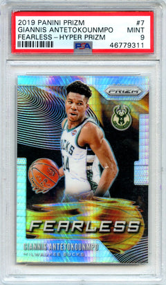 Giannis Antetokounmpo 2019-20 Panini Prizm Hyper Fearless #7 PSA 9-1