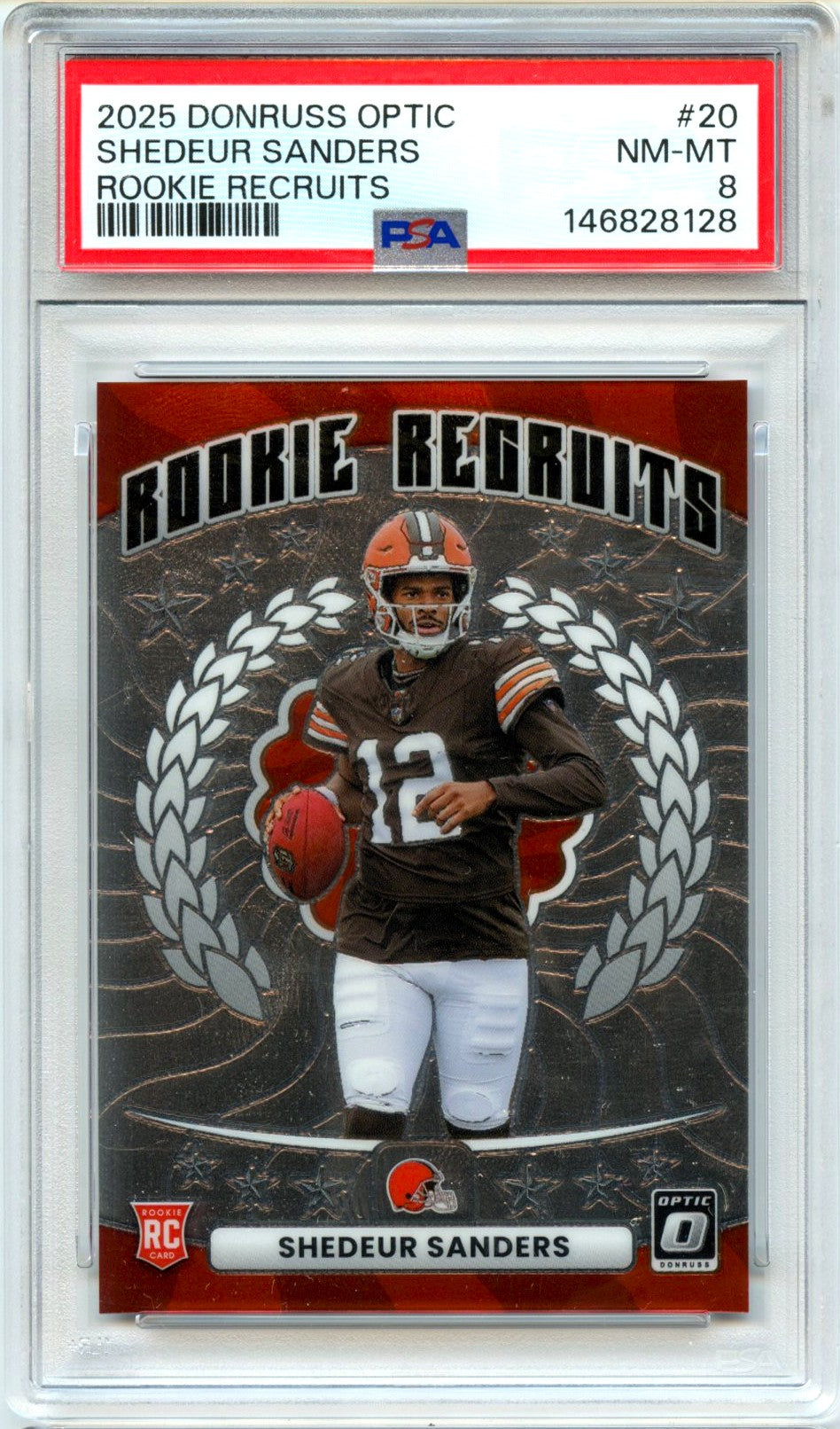 Shedeur Sanders RC 2025 Donruss Optic Rookie Recruits #20 PSA 8-1