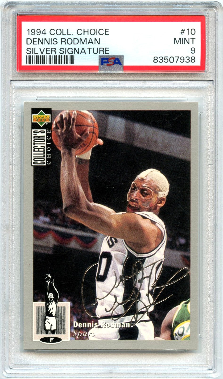 Dennis Rodman 1994-95 Upper Deck Collectors Choice Silver Signature Facsimile #10 PSA 9