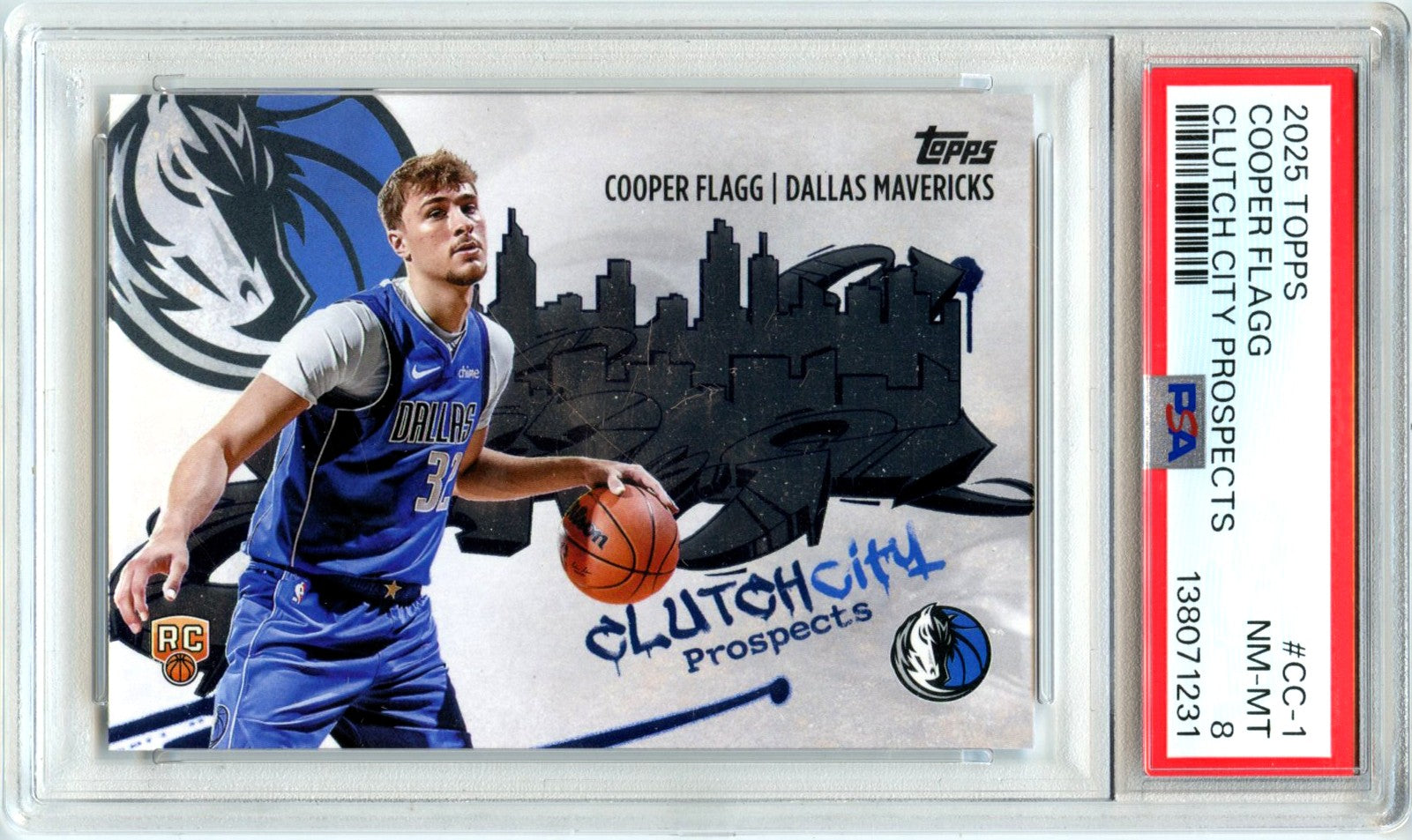 Cooper Flagg RC 2025-26 Topps Clutch City Prospects Rookie PSA 8