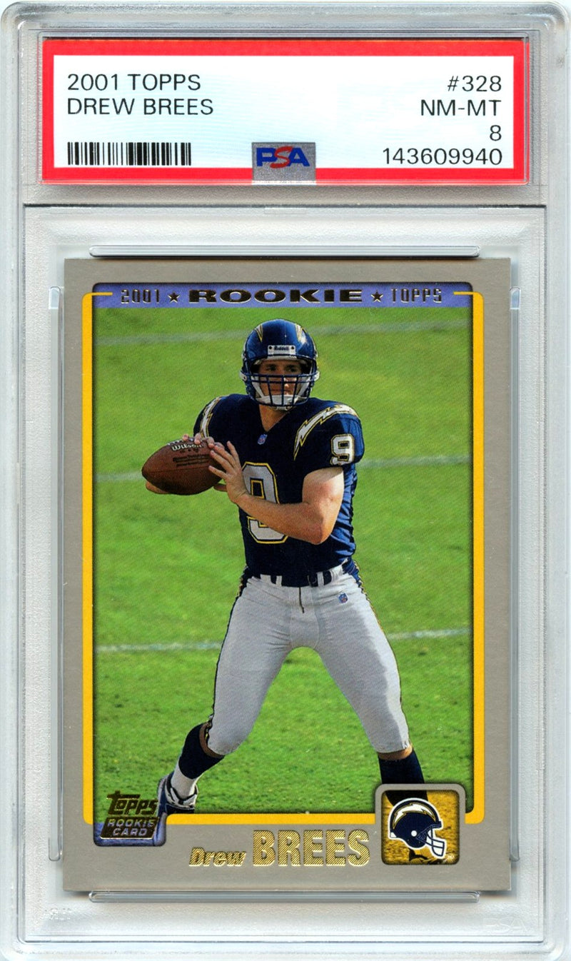 Drew Brees RC 2001 Topps Rookie #328 PSA 8-1