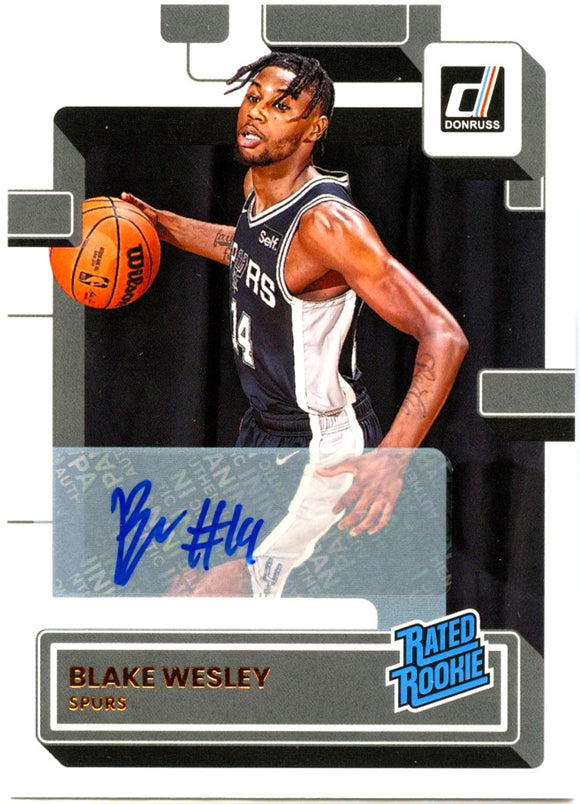Blake Wesley RC 2022-23 Donruss Rated Rookie Auto #225 Spurs
