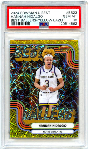 Hannah Hidalgo RC 2024 Bowman U Best Yellow Lazer Best Ballers Rookie SP 5/75 PSA 10