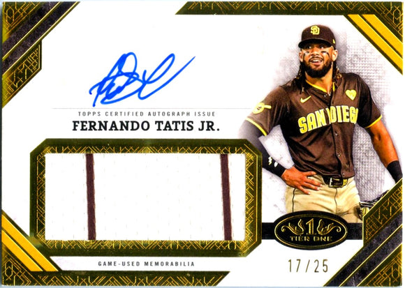 Product Fernando Tatis Jr 2025 Topps Tier One Game Used Patch Auto SP 17/25 Link