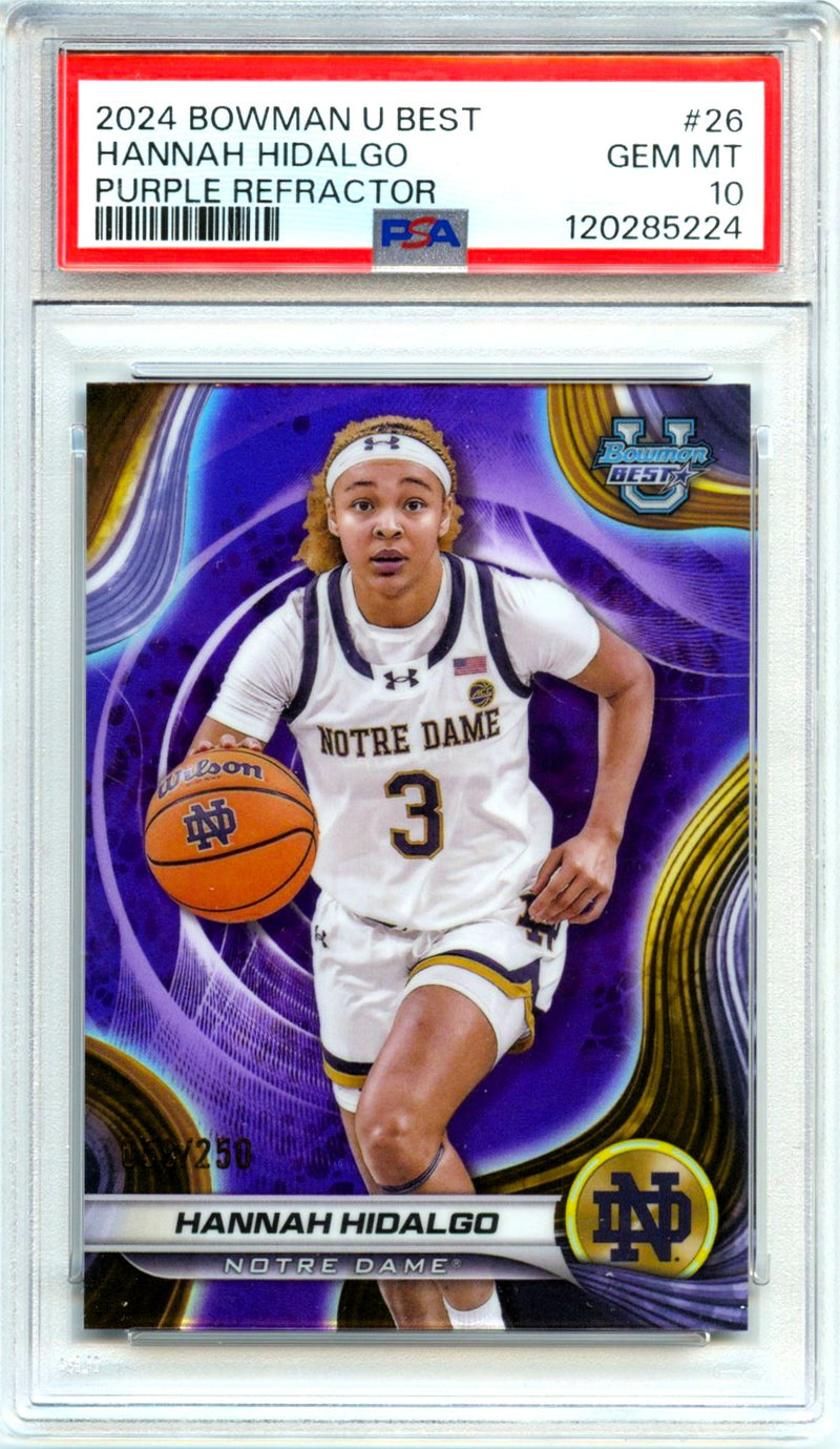 Hannah Hidalgo RC 2024 Bowman U Best Purple Refractor Rookie SP 59/250 PSA 10-1