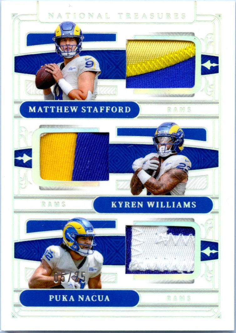 Stafford Williams Nacua 2025 National Treasures Holo Silver NFL Gear Trio Patch SP 5/25