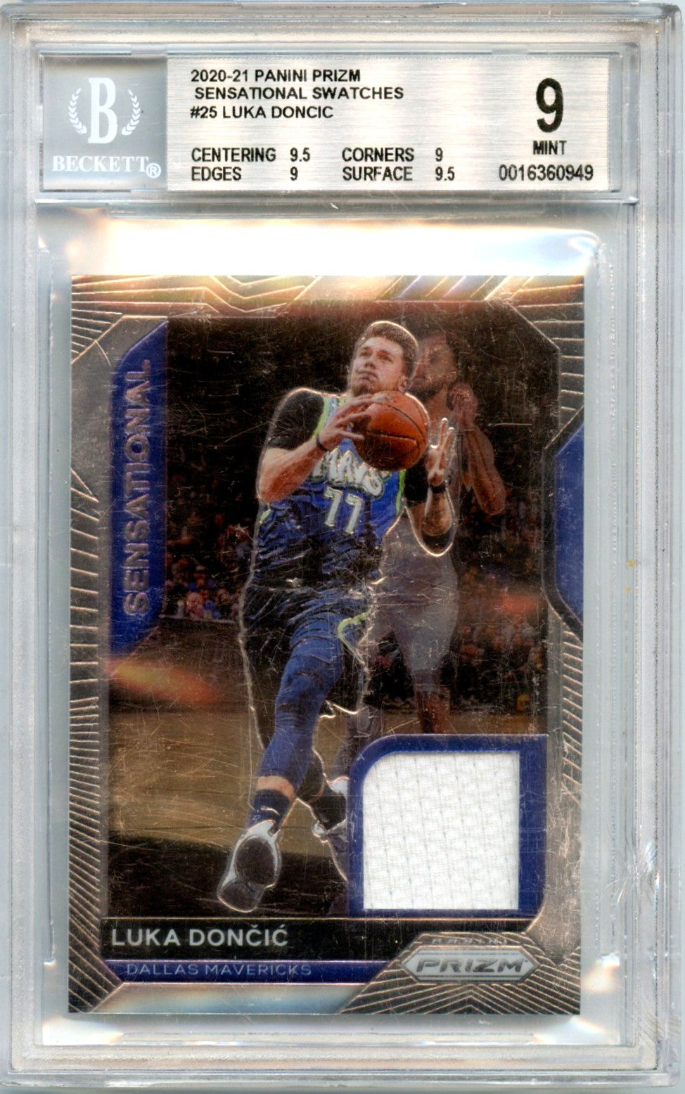 Luka Doncic 2020-21 Panini Prizm Sensational Swatch Patch BGS 9-1