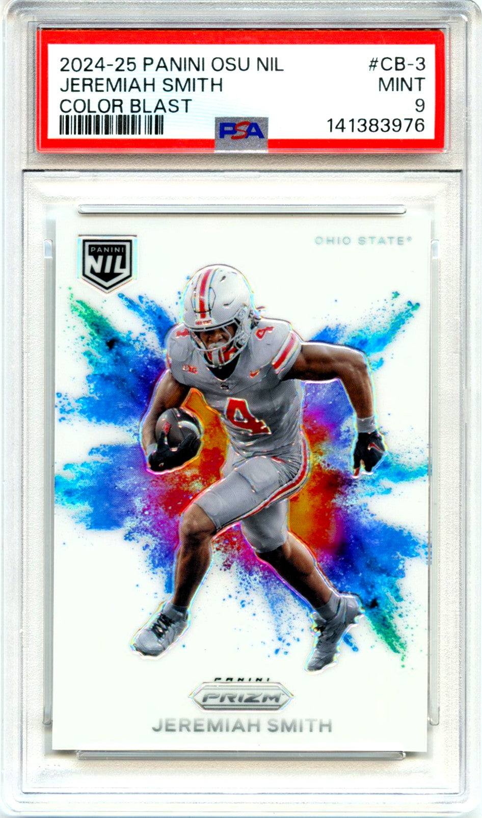 Jeremiah Smith RC 2024 Panini Ohio State NIL Color Blast Rookie SSP PSA 9-1