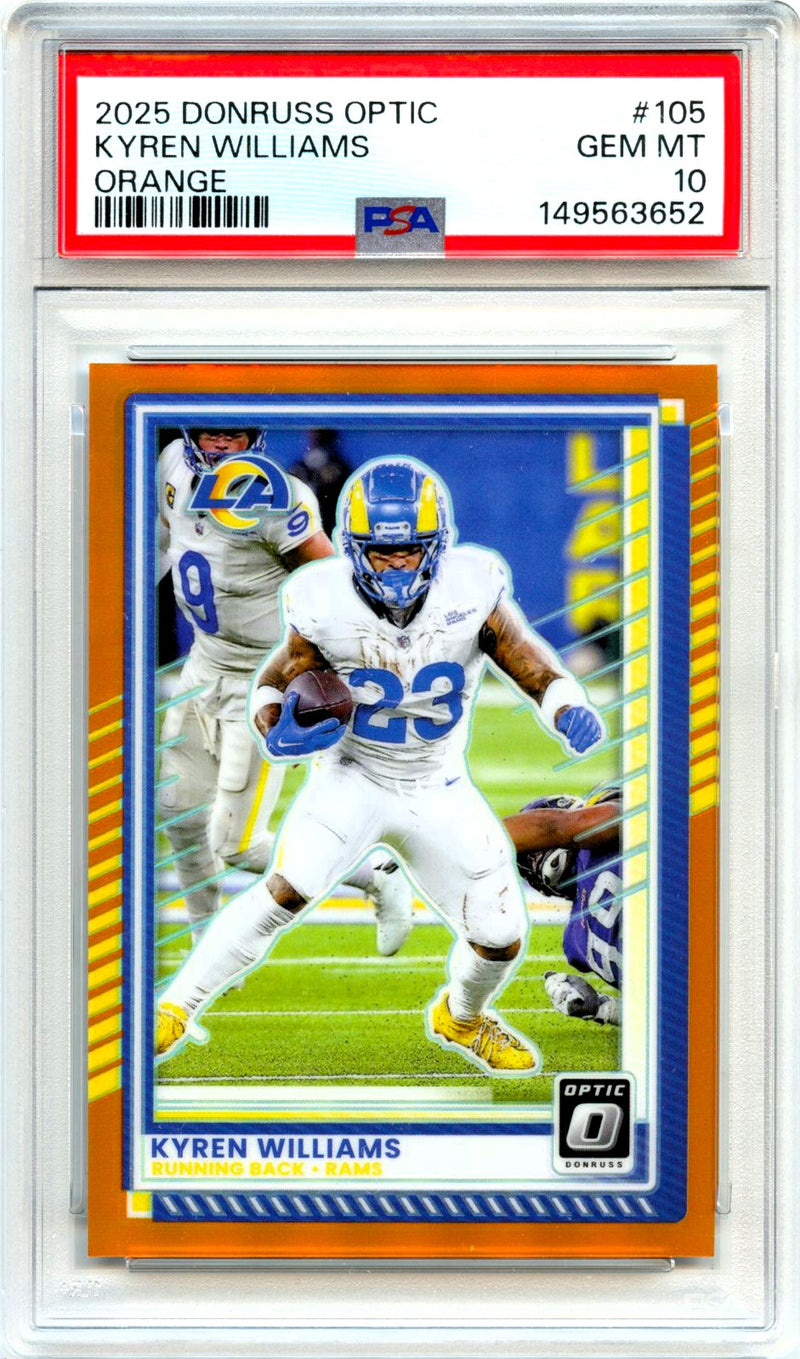 Kyren Williams 2025 Donruss Optic Orange Prizm SP 12/299 PSA 10-1