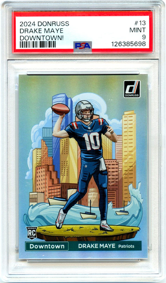 Product Drake Maye RC 2024 Donruss Downtown! Rookie Case Hit SSP #13 PSA 9 Link