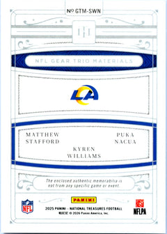 Stafford Williams Nacua 2025 National Treasures Holo Silver NFL Gear Trio Patch SP 5/25-2