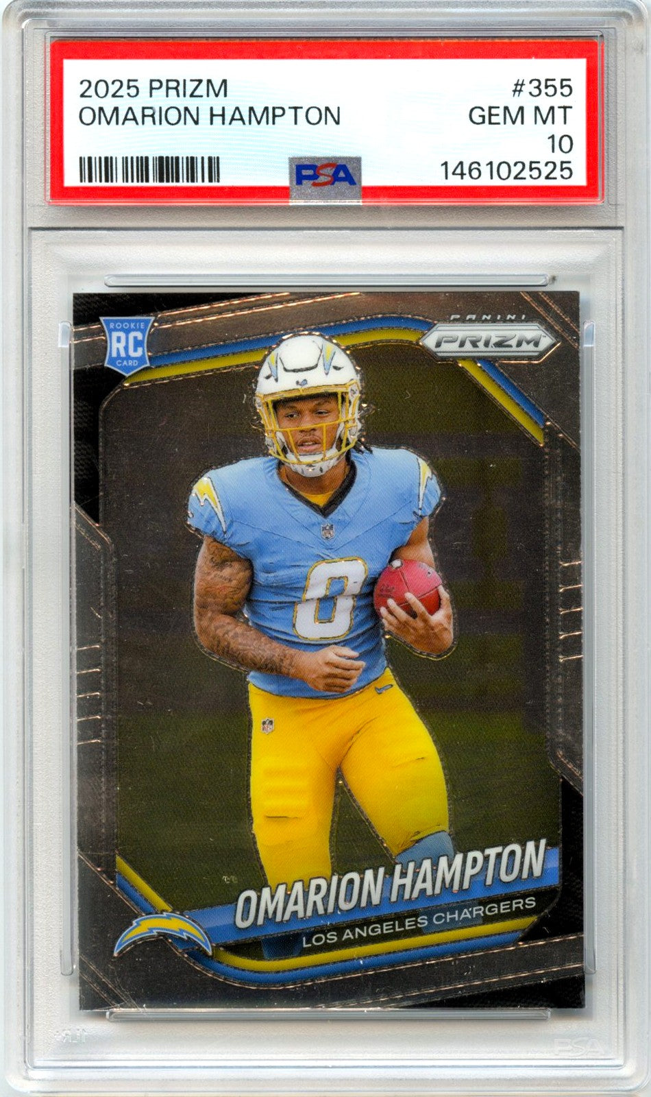 Omarion Hampton RC 2025 Panini Prizm Rookie #355 PSA 10