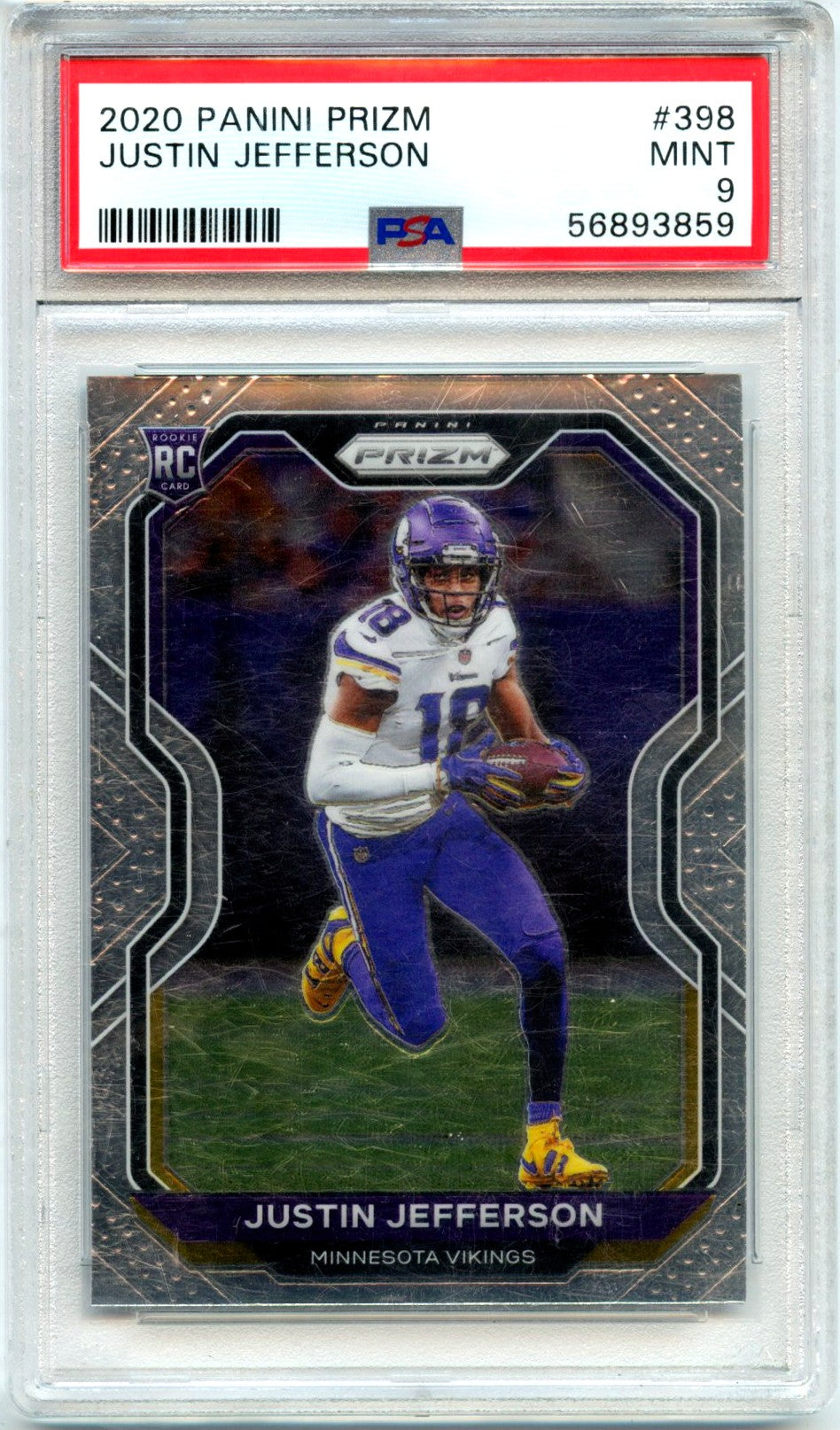 Justin Jefferson RC 2020 Panini Prizm Rookie #398 PSA 9