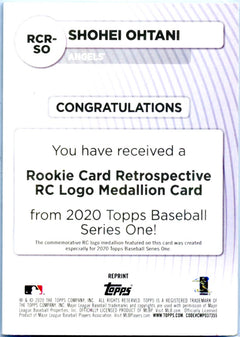 Shohei Ohtani 2020 Topps Rookie Retrospective RC Logo Medallion-2