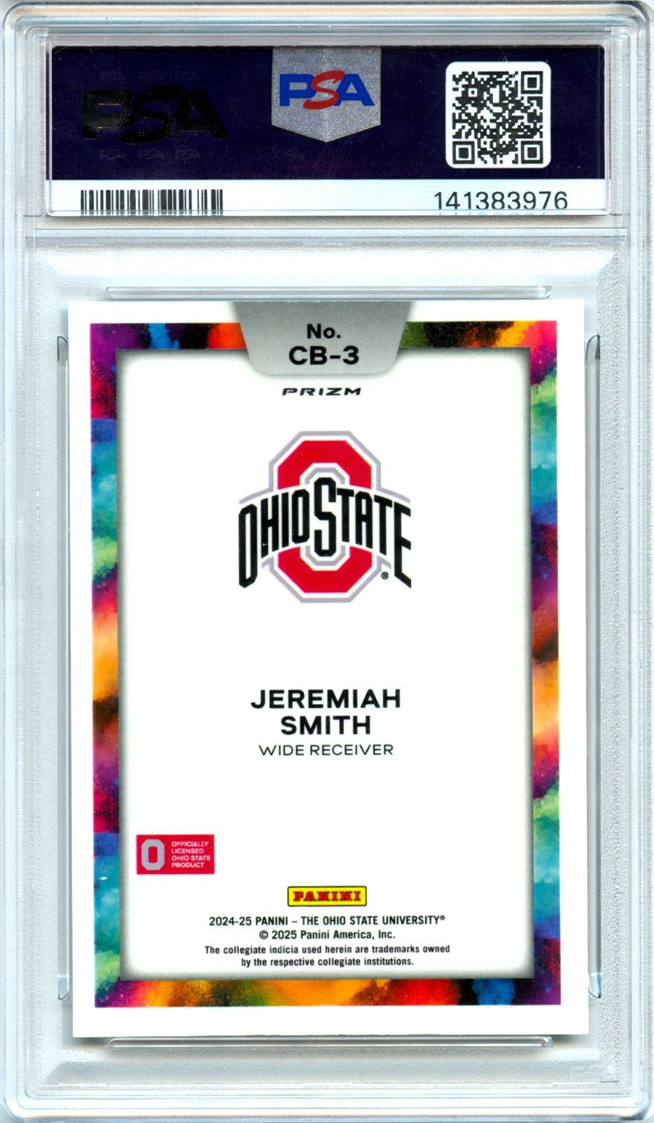 Jeremiah Smith RC 2024 Panini Ohio State NIL Color Blast Rookie SSP PSA 9-2
