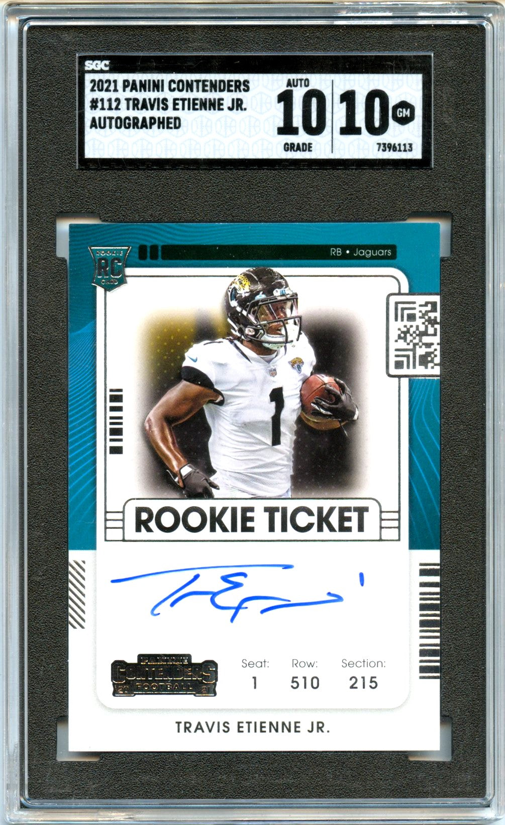 Travis Etienne Jr RC 2021 Panini Contenders Rookie Ticket Auto #112 SGC 10