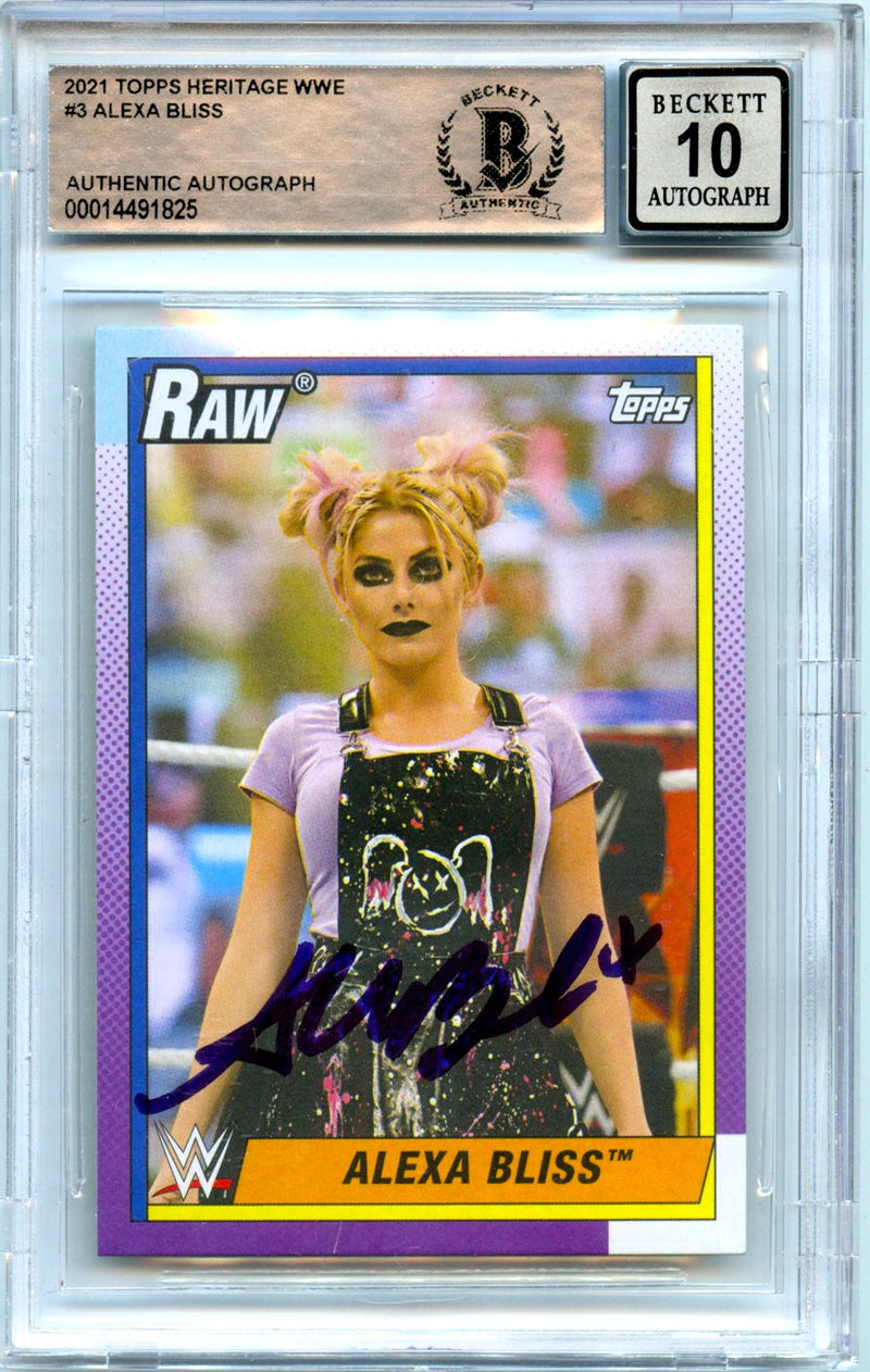Alexa Bliss 2021 Topps Heritage WWE In Person Auto #3 Beckett Authentic-1