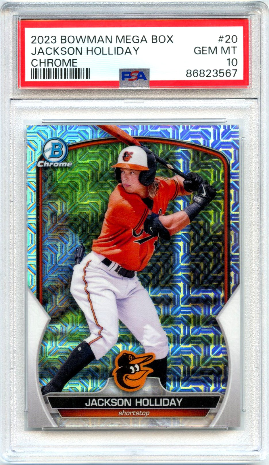 Jackson Holliday RC 2023 Bowman Chrome Mega Box Prospect Rookie PSA 10-1