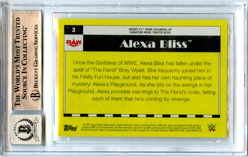 Alexa Bliss 2021 Topps Heritage WWE In Person Auto #3 Beckett Authentic-2