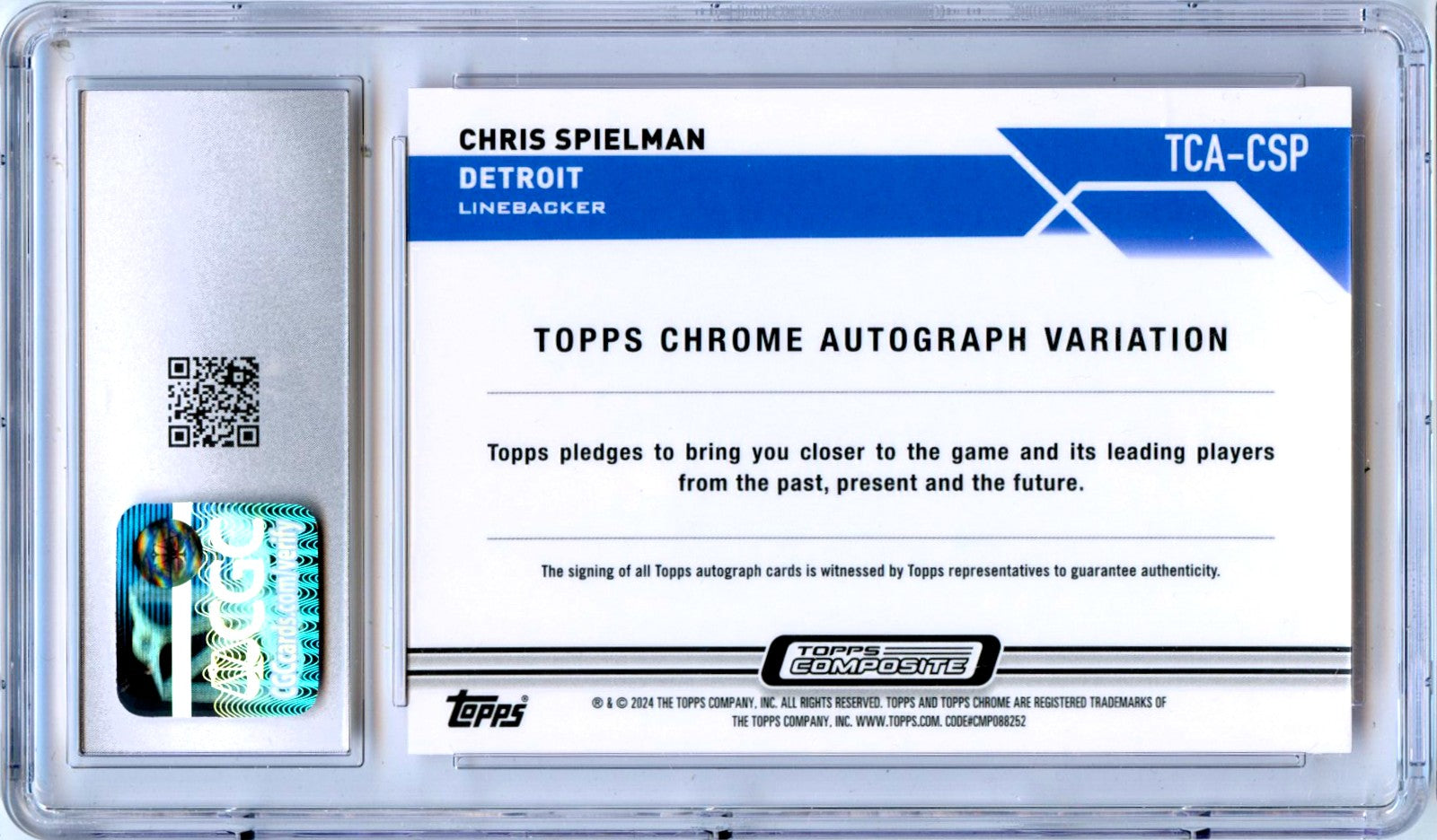 Chris Spielman 2023 Topps Composite Chrome Orange Geometric Auto SP 1/25 CGC 10