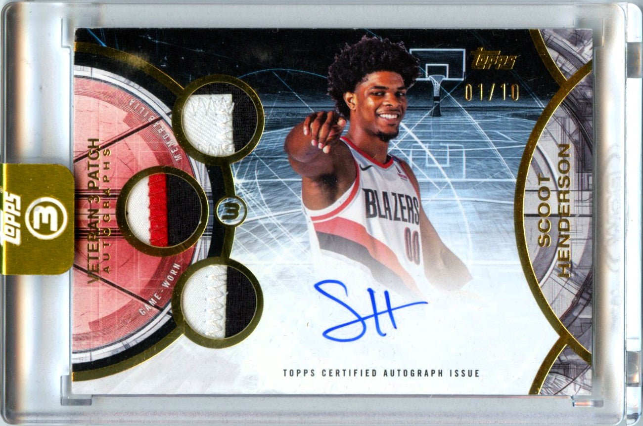 Scoot Henderson 2025-26 Topps 3 Triple Jersey Patch Auto SP 1/10