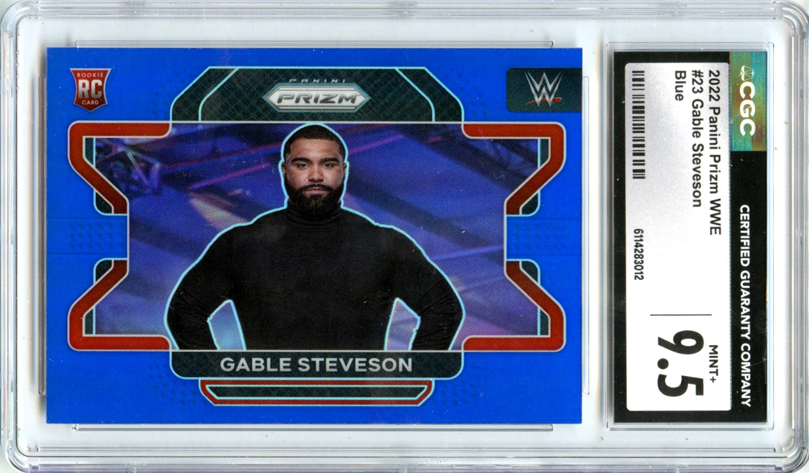 Gable Stevenson RC 2022 Panini Prizm WWE Blue Rookie SP 176/199 CGC 9.5-1