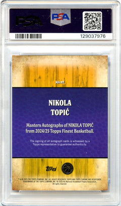 Nikola Topic RC 2024 Topps Finest Blue Geometric Masters Rookie Auto SP 97/99 PSA 10-2