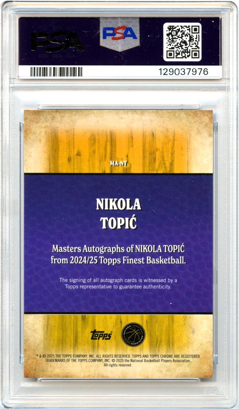 Nikola Topic RC 2024 Topps Finest Blue Geometric Masters Rookie Auto SP 97/99 PSA 10-2