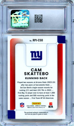 Cam Skattebo RC 2025 Donruss Rookie Phenom Patch CGC 10-2