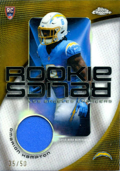 Omarion Hampton RC 2025 Topps Chrome Gold Refractor Rookie Relics Patch SP 35/50-1