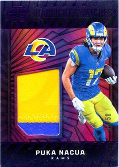 Puka Nacua 2024 Panini Illusions Purple Highlight Swatches Patch SP 9/50-1