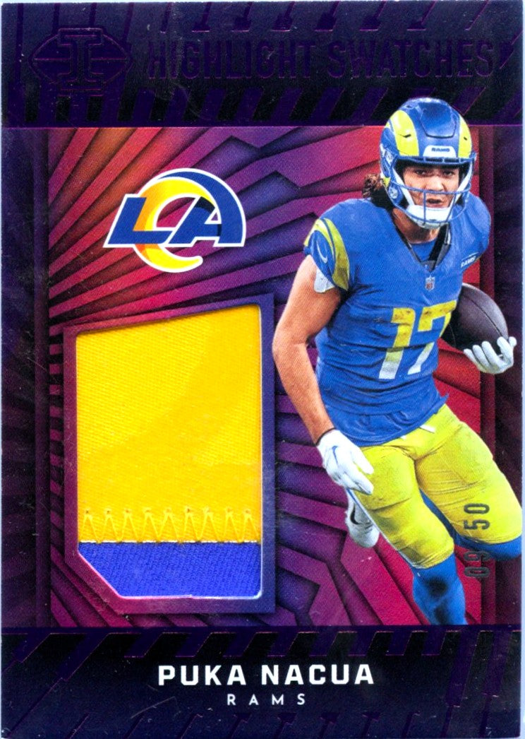Puka Nacua 2024 Panini Illusions Purple Highlight Swatches Patch SP 9/50