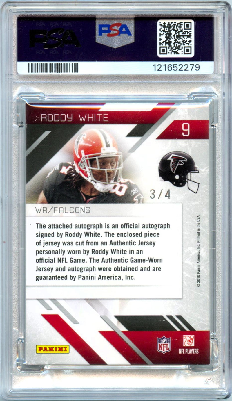 Roddy White 2010 Panini Prestige Preferred Prime Game Used Patch Auto SP 3/4 PSA Authentic-2