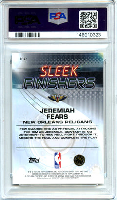Jeremiah Fears RC 2025-26 Topps Chrome Gold Geometric Sleek Finishers Rookie SP 2/50 PSA 9-2