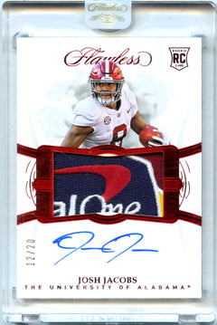 Josh Jacobs RC 2019 Flawless Collegiate Red Rookie Logo Patch Auto SP 12/20-1