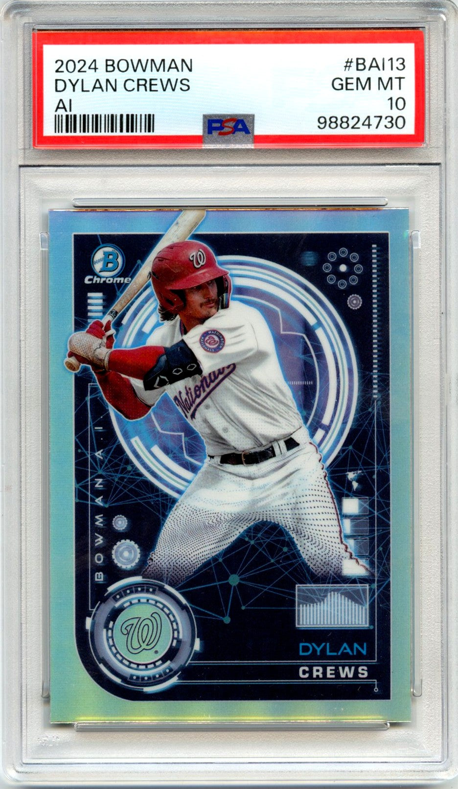 Dylan Crews RC 2024 Bowman Chrome AI Prospect Rookie PSA 10-1