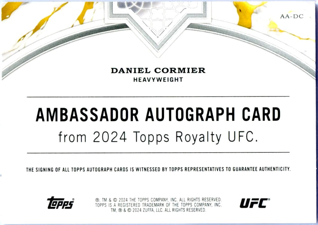 Daniel Cormier 2024 Topps Royalty UFC Blue Ambassador Auto SP 7/25-2