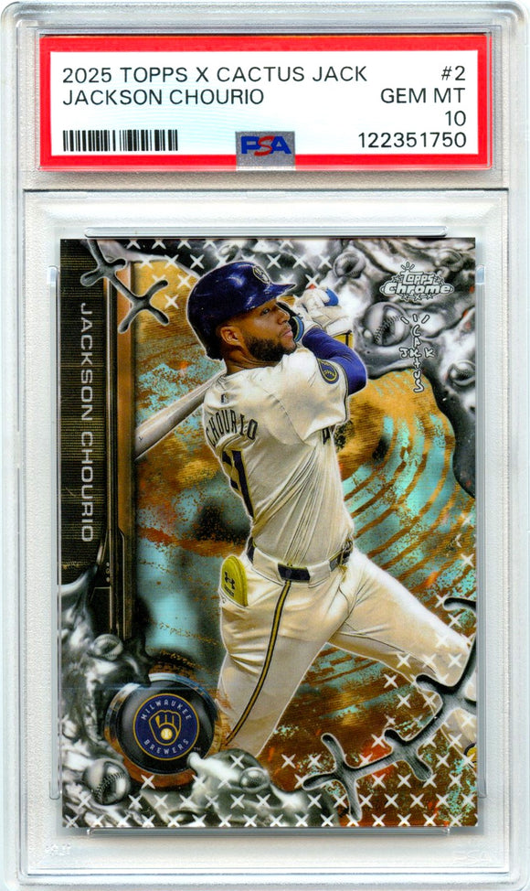 Product Jackson Chourio 2025 Topps Chrome Cactus Jack #2 PSA 10 Link