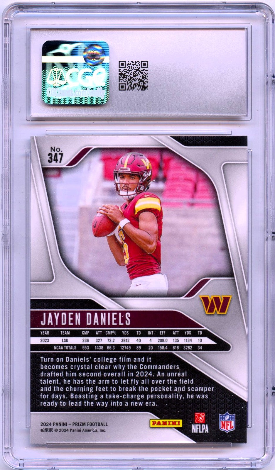 Jayden Daniels RC 2024 Panini Prizm Rookie #347 CGC 10