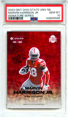 Marvin Harrison Jr RC 2023 ONIT Ohio State Signature Series Rookie Auto SP 139/400 PSA 10-1