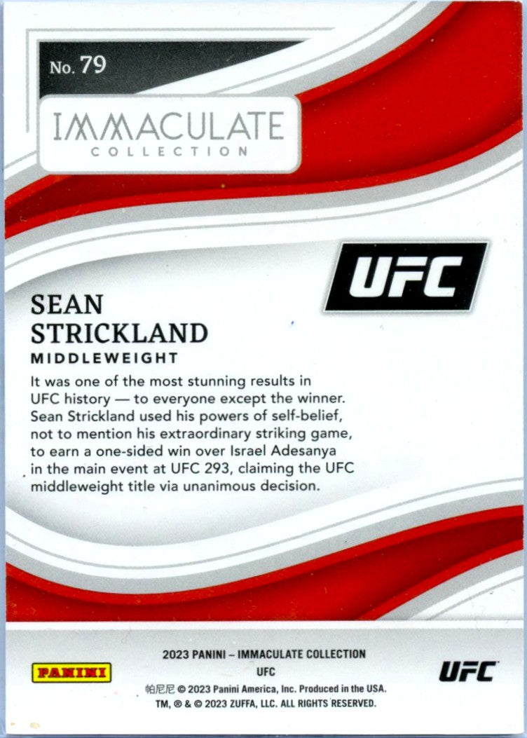 Sean Strickland 2023 Immaculate UFC Emerald Green SP 1/5-2