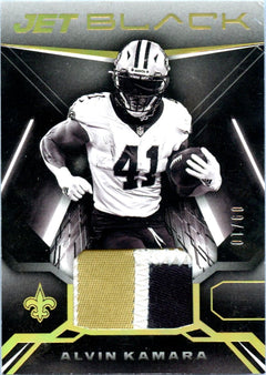 Alvin Kamara 2021 Panini Black Gold Jet Black Jersey Patch SP 9/10-1