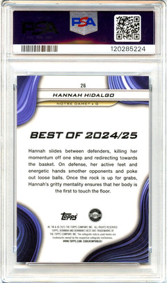 Hannah Hidalgo RC 2024 Bowman U Best Purple Refractor Rookie SP 59/250 PSA 10-2